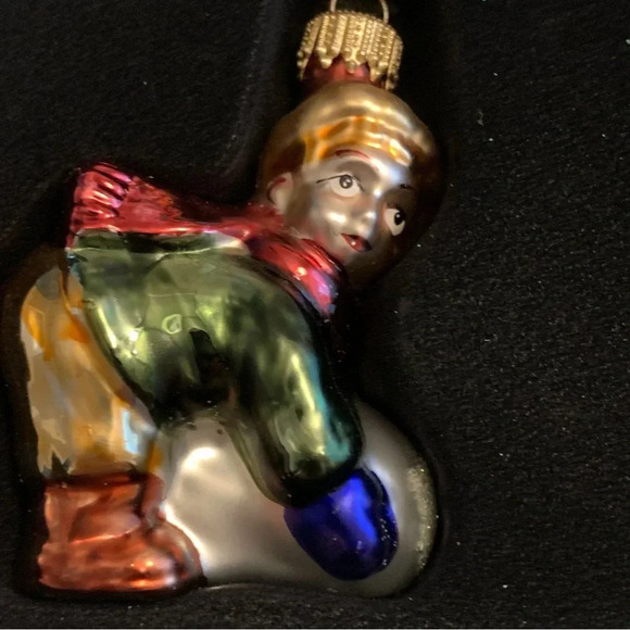 VTG Krebs Glass Christmas Hand painted Ornaments Girl Tree Snowball Boy New! - Picture 2 of 15